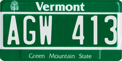 VT license plate AGW413