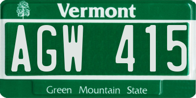 VT license plate AGW415