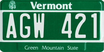 VT license plate AGW421