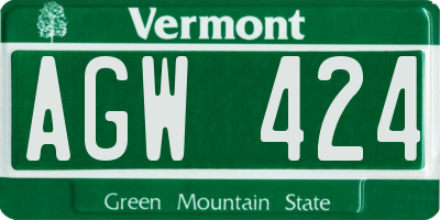 VT license plate AGW424