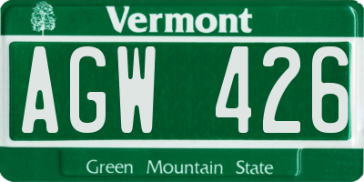 VT license plate AGW426