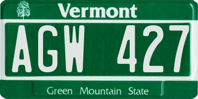 VT license plate AGW427