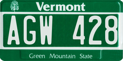 VT license plate AGW428