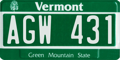 VT license plate AGW431