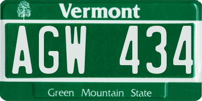 VT license plate AGW434