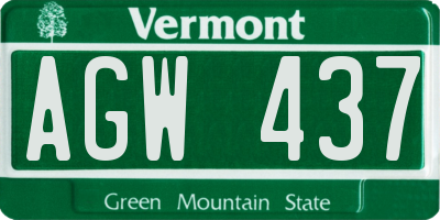 VT license plate AGW437