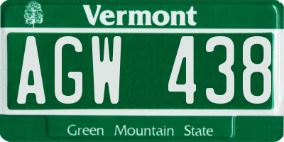 VT license plate AGW438