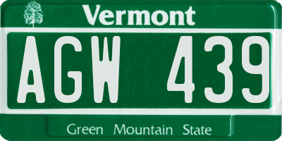 VT license plate AGW439