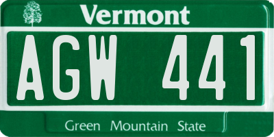 VT license plate AGW441