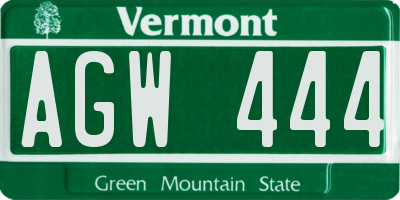 VT license plate AGW444