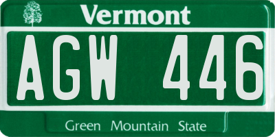 VT license plate AGW446