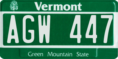 VT license plate AGW447