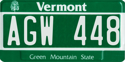 VT license plate AGW448