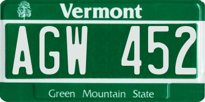 VT license plate AGW452