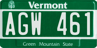 VT license plate AGW461
