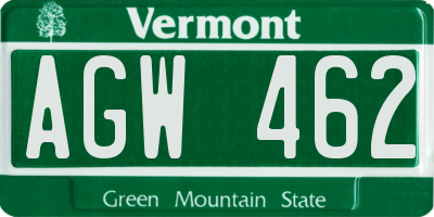 VT license plate AGW462