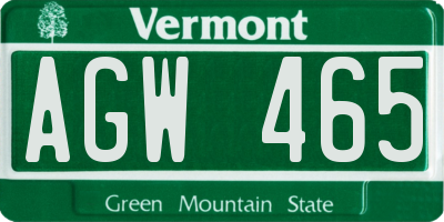 VT license plate AGW465