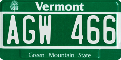 VT license plate AGW466