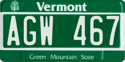 VT license plate AGW467