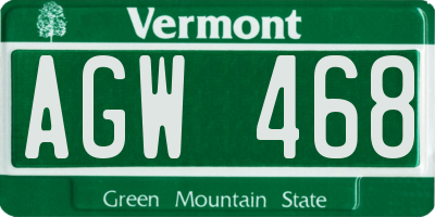 VT license plate AGW468