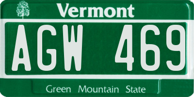 VT license plate AGW469