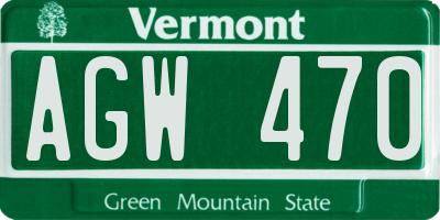 VT license plate AGW470