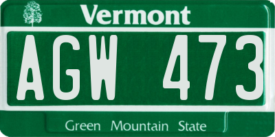 VT license plate AGW473