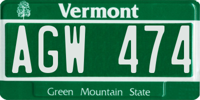 VT license plate AGW474