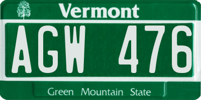 VT license plate AGW476