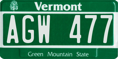 VT license plate AGW477