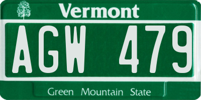 VT license plate AGW479