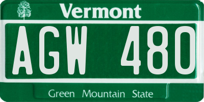 VT license plate AGW480