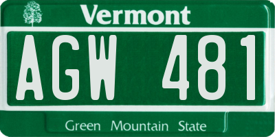 VT license plate AGW481
