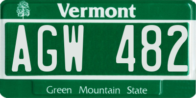 VT license plate AGW482