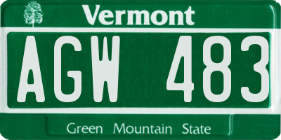 VT license plate AGW483
