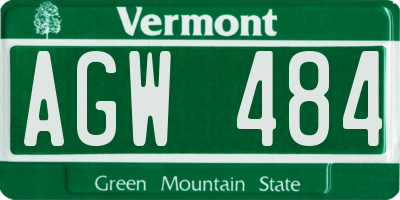 VT license plate AGW484