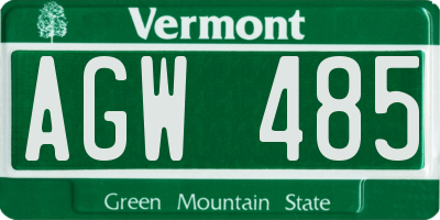 VT license plate AGW485