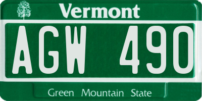 VT license plate AGW490