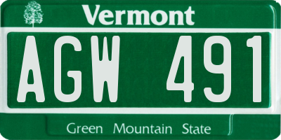 VT license plate AGW491