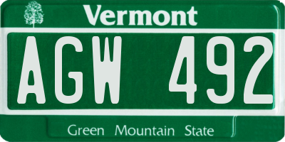VT license plate AGW492