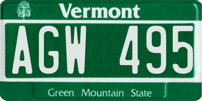 VT license plate AGW495