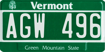 VT license plate AGW496