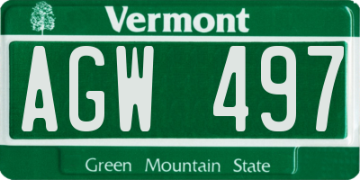 VT license plate AGW497