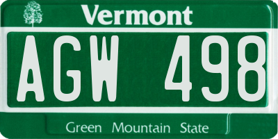 VT license plate AGW498
