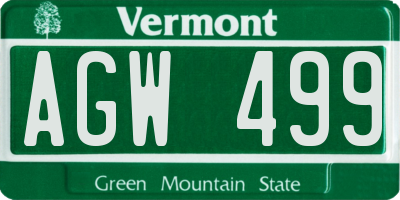 VT license plate AGW499