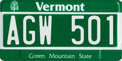 VT license plate AGW501