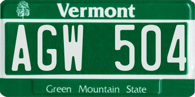 VT license plate AGW504