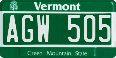 VT license plate AGW505