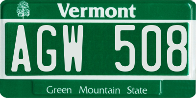 VT license plate AGW508