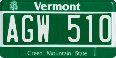 VT license plate AGW510